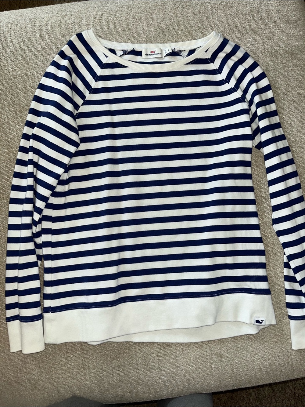 Vineyard Vines Navy and White Striped Scoop Neck Sweater